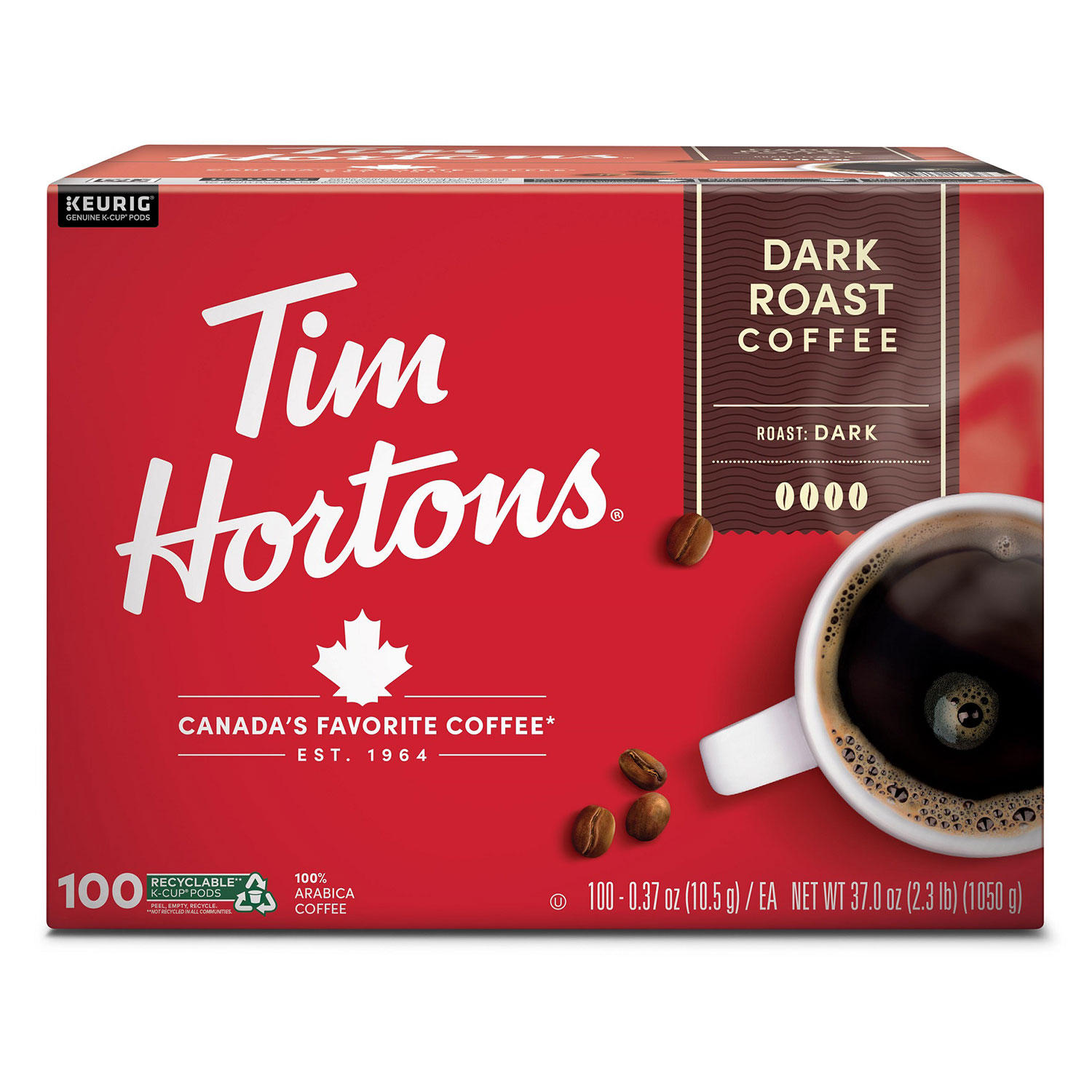 (image for) Tim Hortons Premium Dark Coffee Dark Roast (100 ct.)